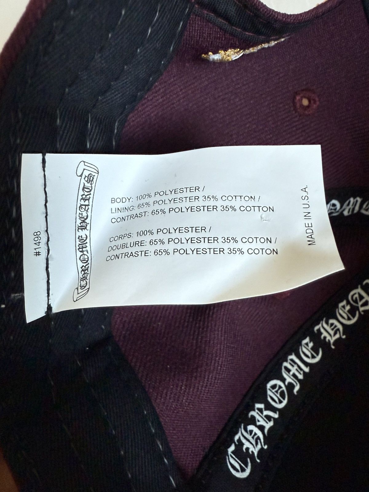 Chrome Hearts BASEBALL CH SNAPBACK BURGUNDY YELLOW Size ONE SIZE - 3 Thumbnail
