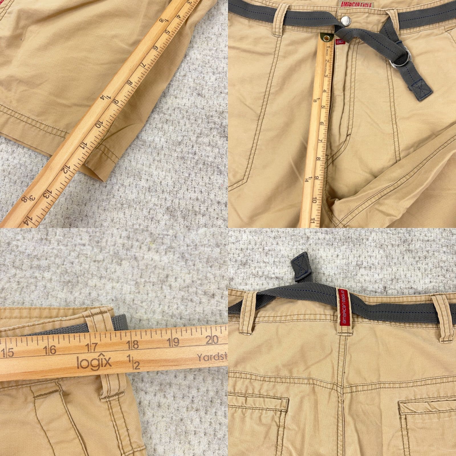 American Eagle Outfitters Vintage Y2K American Eagle Cargo Shorts Men 34 Tan Khaki Tan Baggy Skate Belted Size US 34 / EU 50 - 8 Thumbnail
