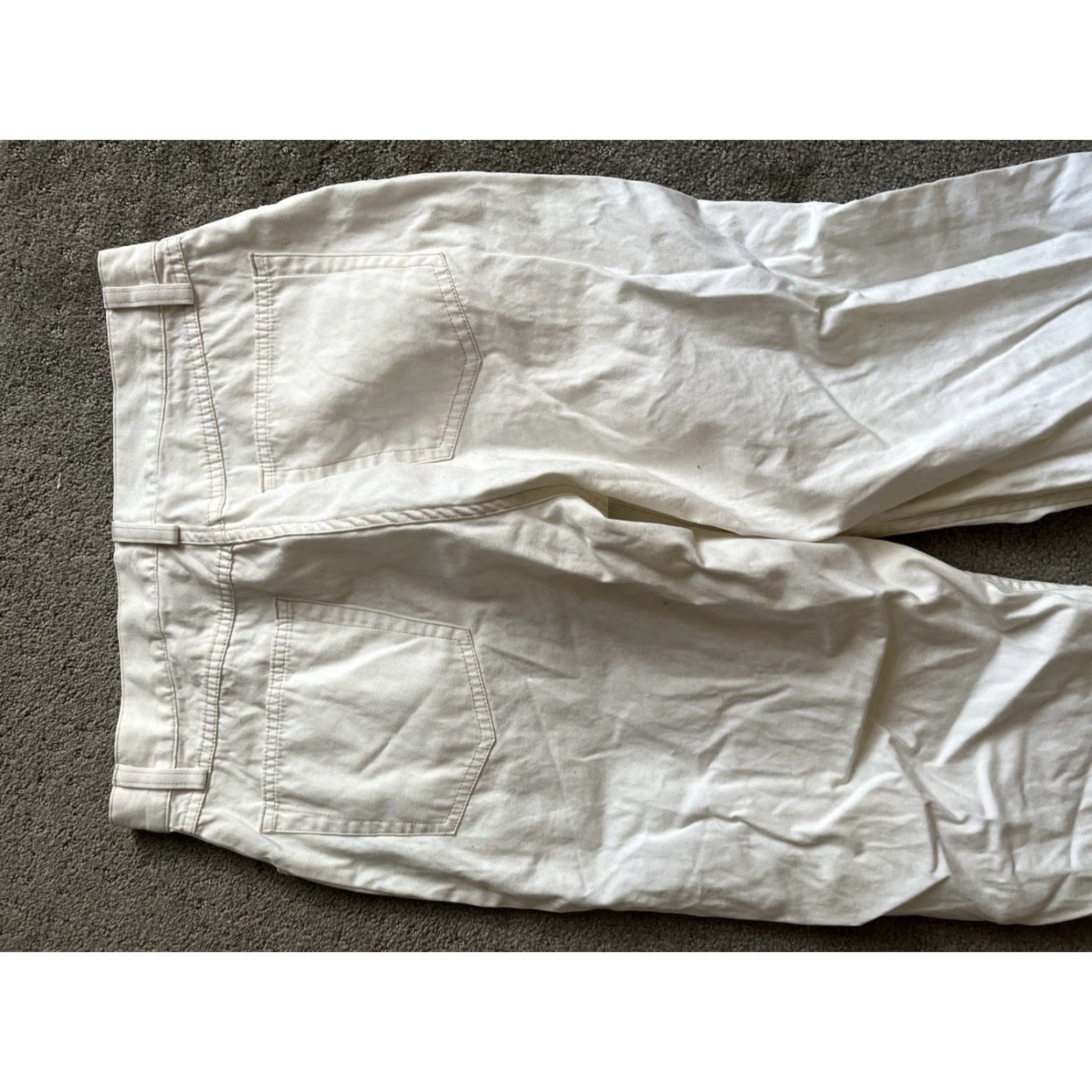 Vintage LL Bean Jeans White Denim Stretch Classic Straight 12 Regular Women Pants Cotton Blend Spandex Pocket 33 in Waist Vintage? (No) Size 33" - 4 Thumbnail