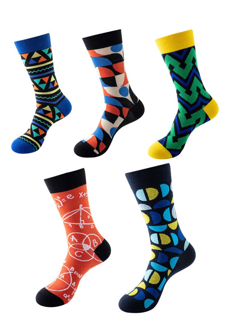 Other Set of 5 Pairs Geometric Theme Pattern Cozy Socks (One Size) Size ONE SIZE - 1 Thumbnail