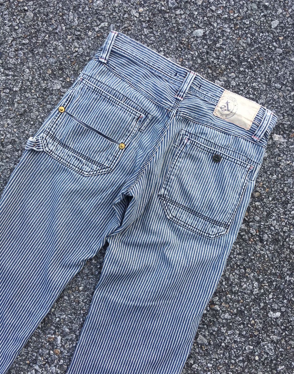 If Six Was Nine × Issey Miyake × Japanese Brand Flare💥 90s Hickory Et Boite Mudwash Pants Jean Size US 29 - 2 Thumbnail