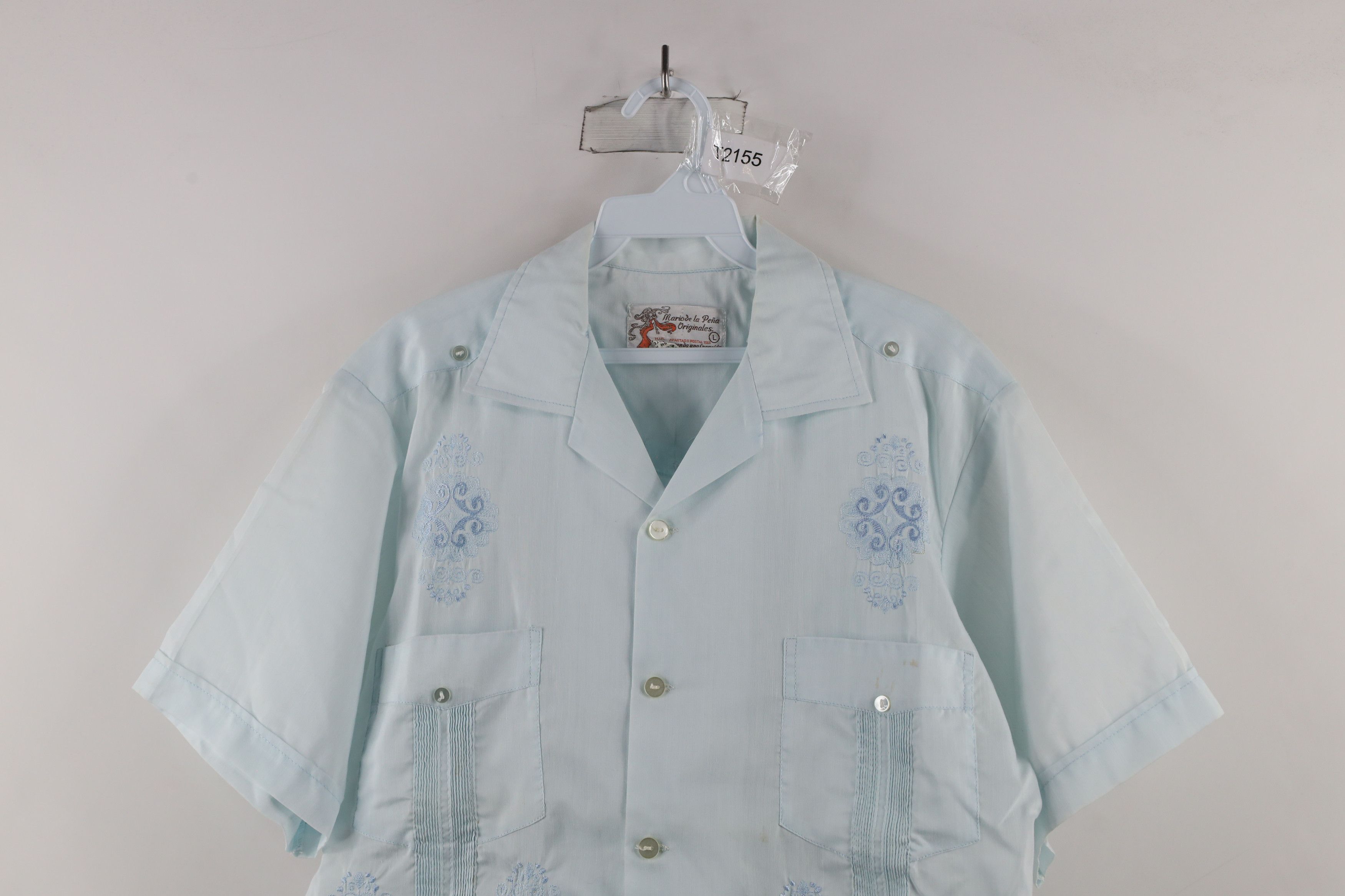 Vintage Vintage 50s 60s Guayabera Camp Collar Button Shirt Blue Size US L / EU 52-54 / 3 - 2 Thumbnail