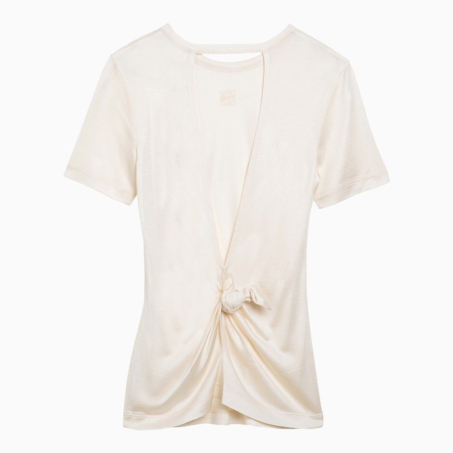 Loewe o1d2blof0824 Silk Blend Knot T-Shirt in White Size XS / US 0-2 / IT 36-38 - 2 Thumbnail