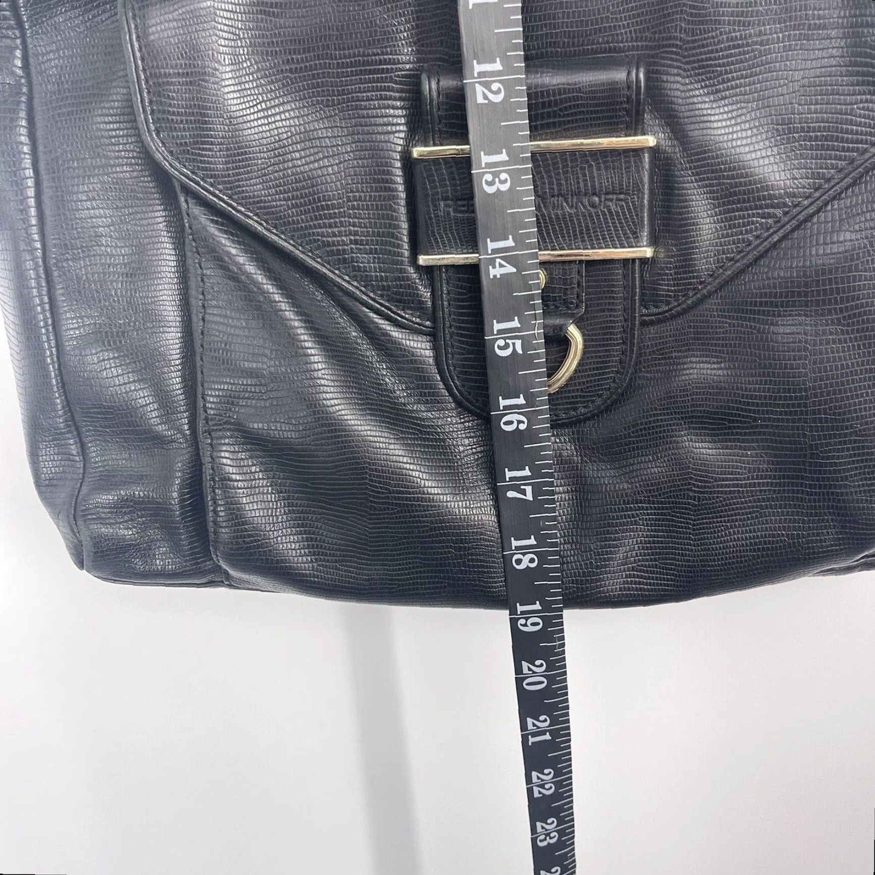Rebecca Minkoff Rebecca Minkoff Purse Womens Leather Large Tote Handbag Black Quiet Luxury y2k Reptile Embossed Size ONE SIZE - 7 Thumbnail