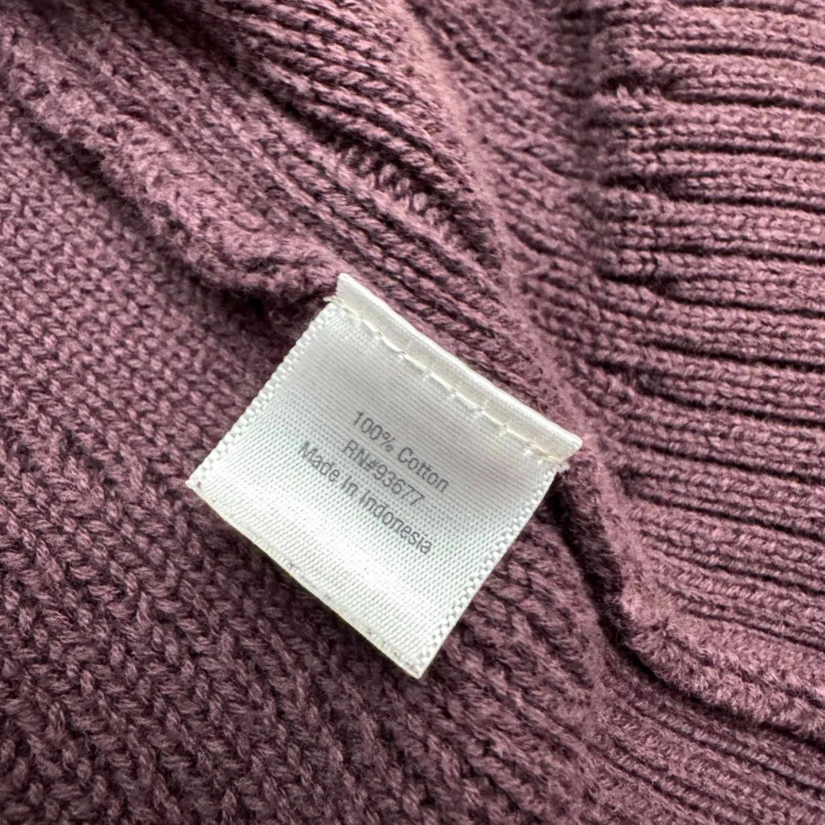 Vintage St. Johns' Bay Cotton Cardigna Sweater Womens XL Deep Purple Cable Knit Shawl Cardigan Knit All Seasons Casual Size XL / US 12-14 / IT 48-50 - 5 Thumbnail