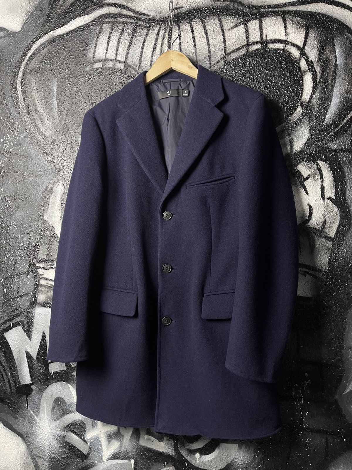 Uniqlo x J+ Premium Wool Navy Blue Coat Jacket Men’s Size S