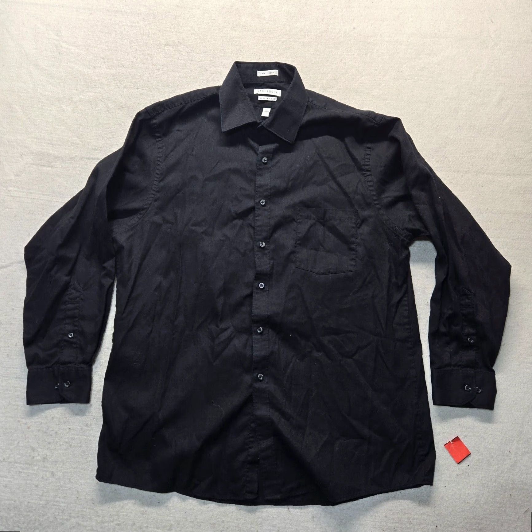 Van Heusen Van Heusen Dress Shirt Men 16.5 Black Classic Fit Button Up Shirt Size 46R - 2 Thumbnail