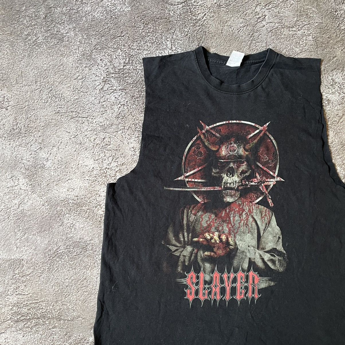 Vintage Vintage 90s Slayer Graphic Tee Faded Black Punk Horror M Size US M / EU 48-50 / 2 - 4 Thumbnail