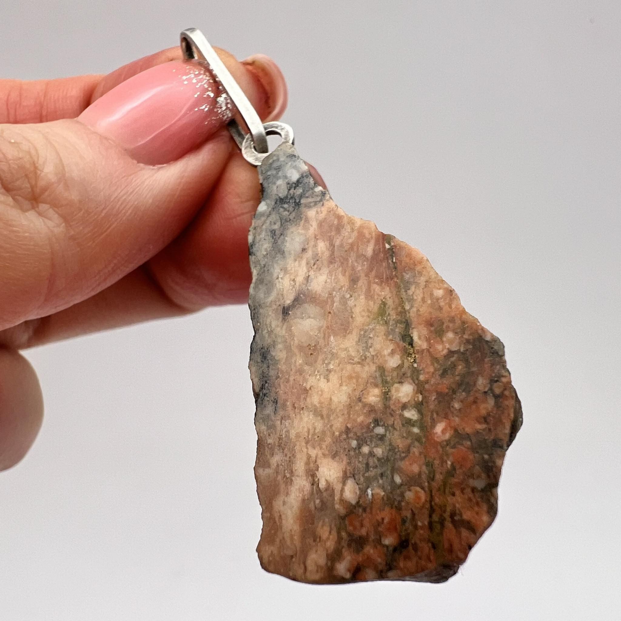 Vintage Vintage Silver 800 Women's Jewelry Pendant Natural Marble Size ONE SIZE - 2 Thumbnail