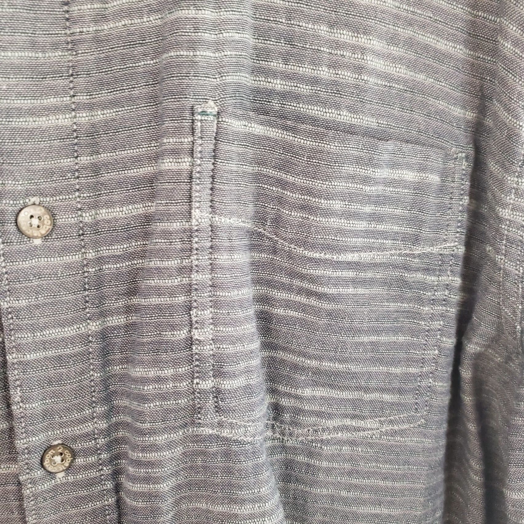 Carbon2Cobalt Carbon 2 Cobalt Shirt Men's XL Blue Green Horizontal Wave Striped Button Up Long Sleeve 100% Cotton Modern Western Business Casual Size US XL / EU 56 / 4 - 4 Thumbnail