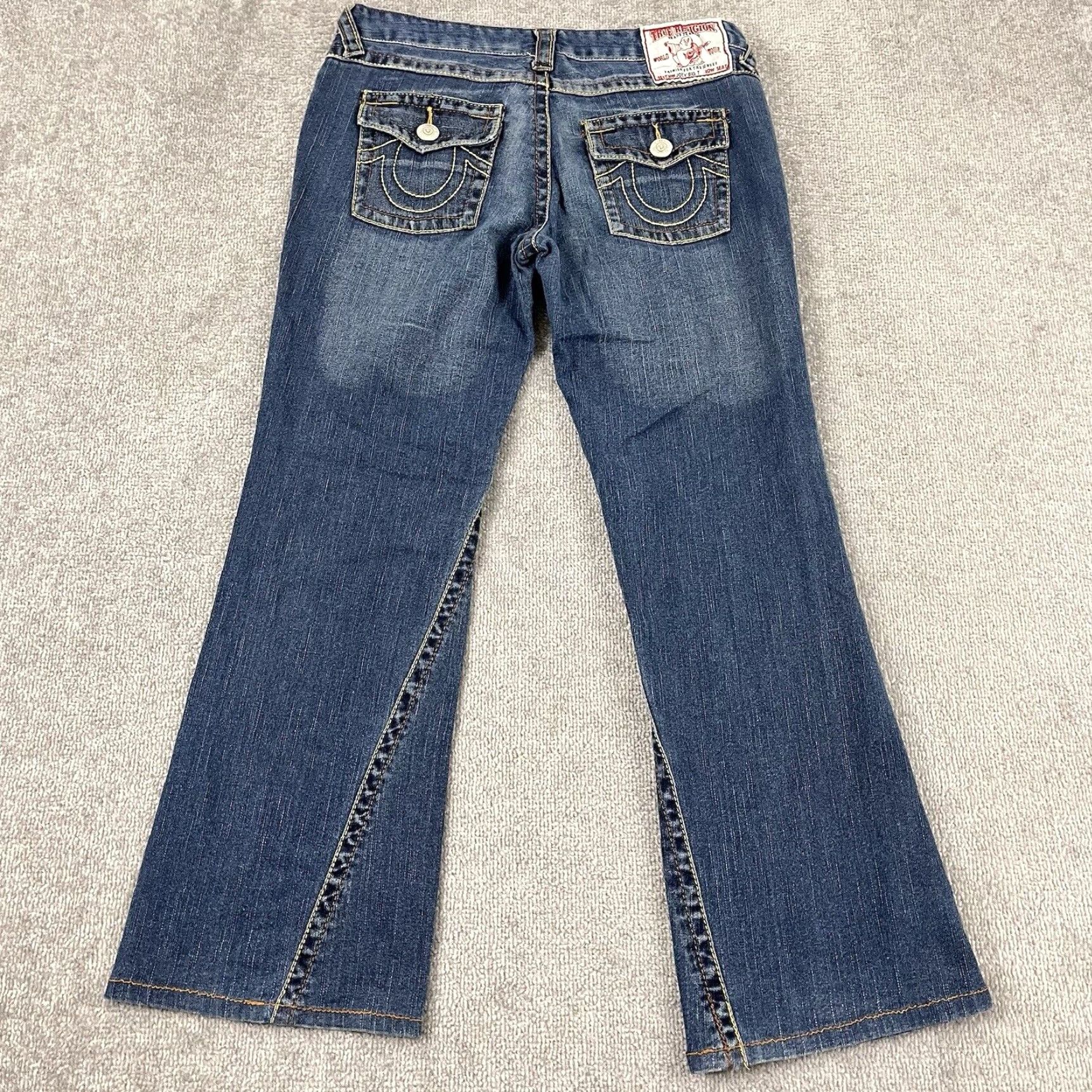 True Religion VINTAGE True Religion Jeans Womens 32 x 31 Flared Leg Denim Hip Hop Retro Blue Size 24" / US 00 / IT 34 - 2 Thumbnail