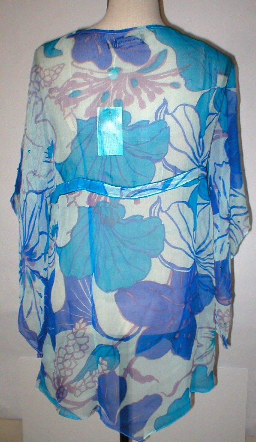 Antik Batik Silk Tunic Top Women Antik Batik M Blue Purple Swim Cover Up Size M / US 6-8 / IT 42-44 - 4 Thumbnail