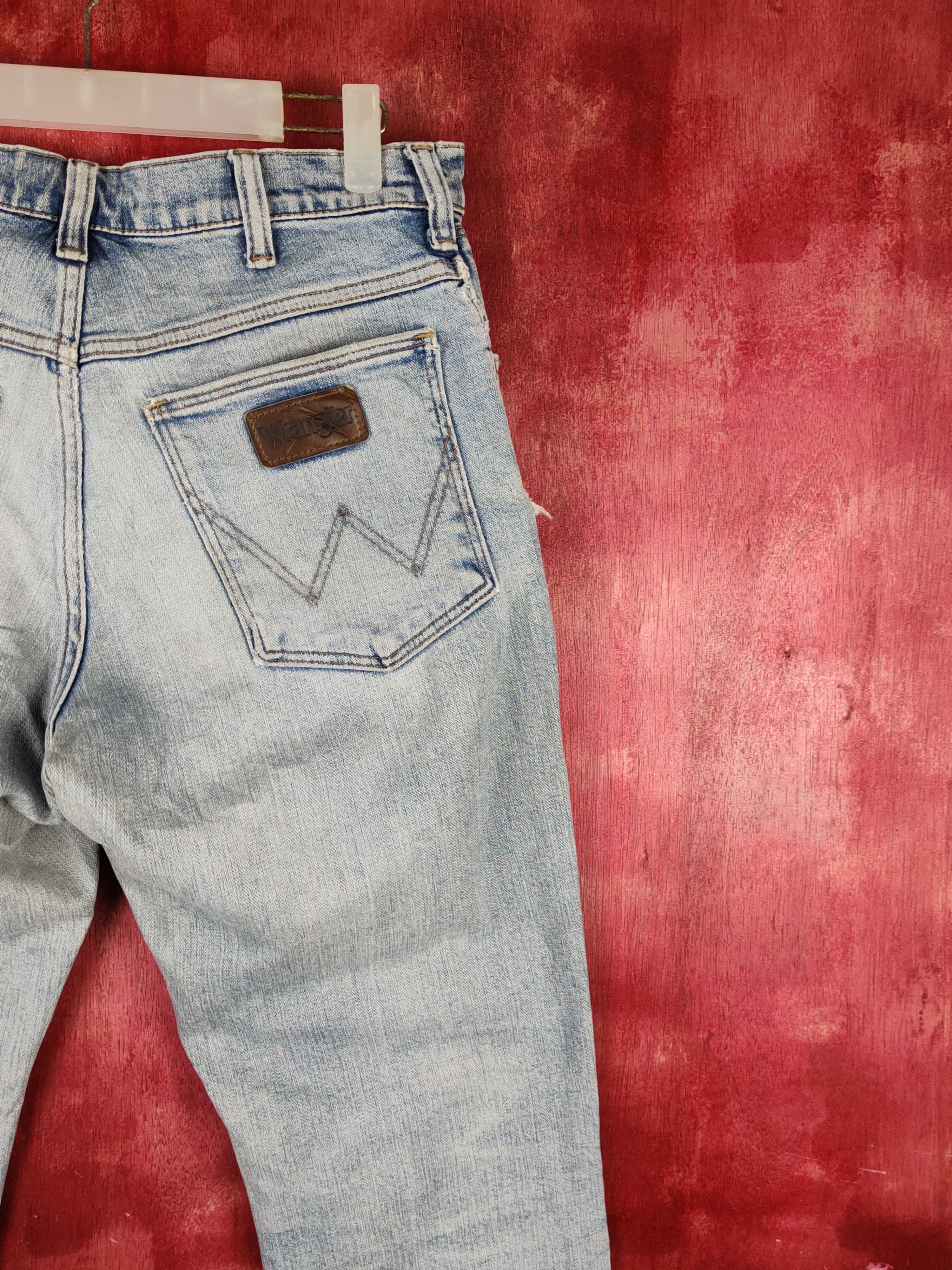 Japanese Brand Wrangler Blue Faded Distressed Ripped Jeans #S1703 Size US 31 - 11 Thumbnail