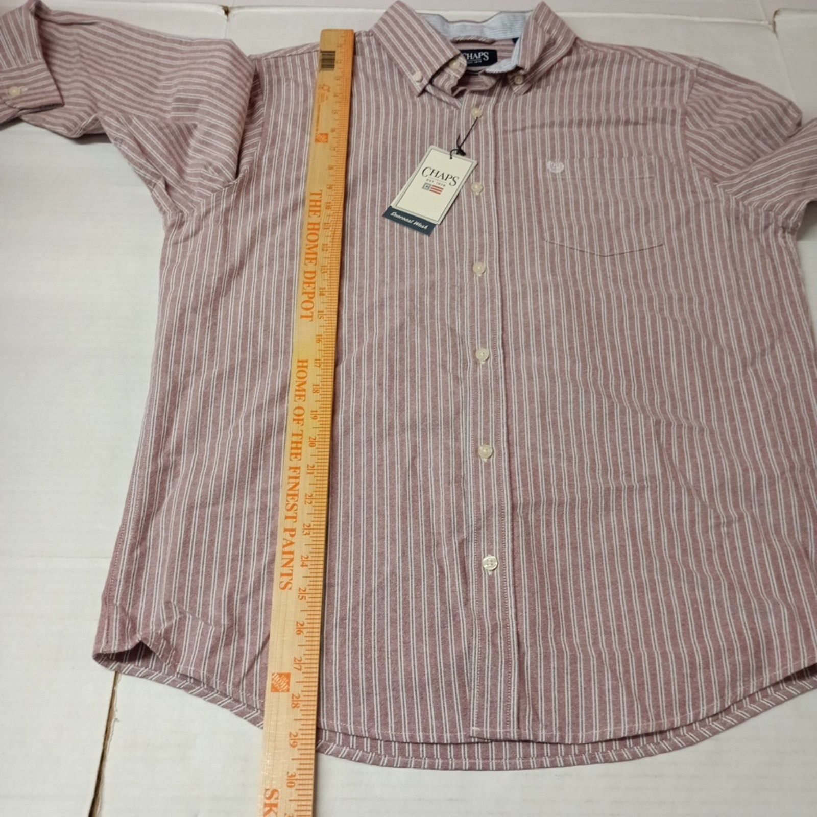 Chaps Chaps Seacoast Oxford Woven Shirt Mens L Pomegranate Striped Size US L / EU 52-54 / 3 - 6 Thumbnail