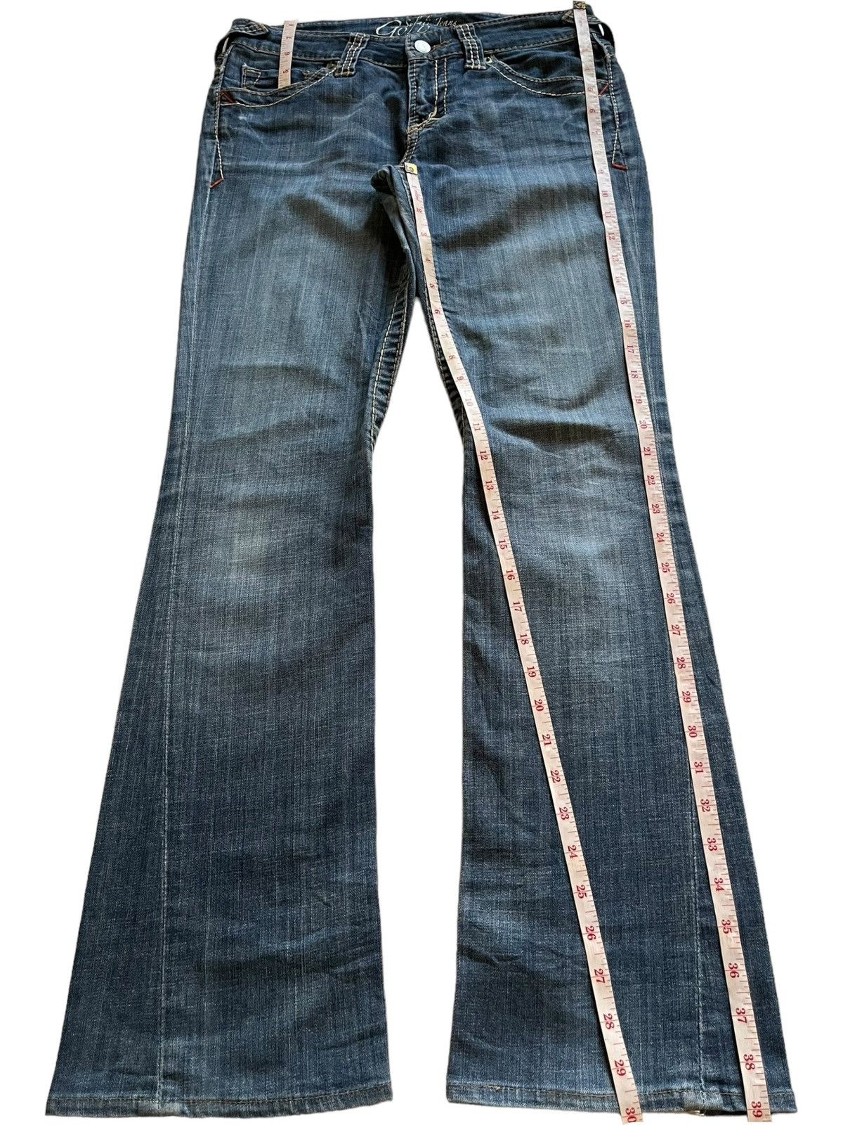 Japanese Brand Vintage Japanese Brand Blue Wash Embroidered Flare Jeans Size 29" - 12 Thumbnail
