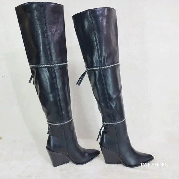 Other Alexa Western Wedge All in One Zipper Shaft Ankle Knee & Thi Size US 7.5 / IT 37.5 - 9 Thumbnail