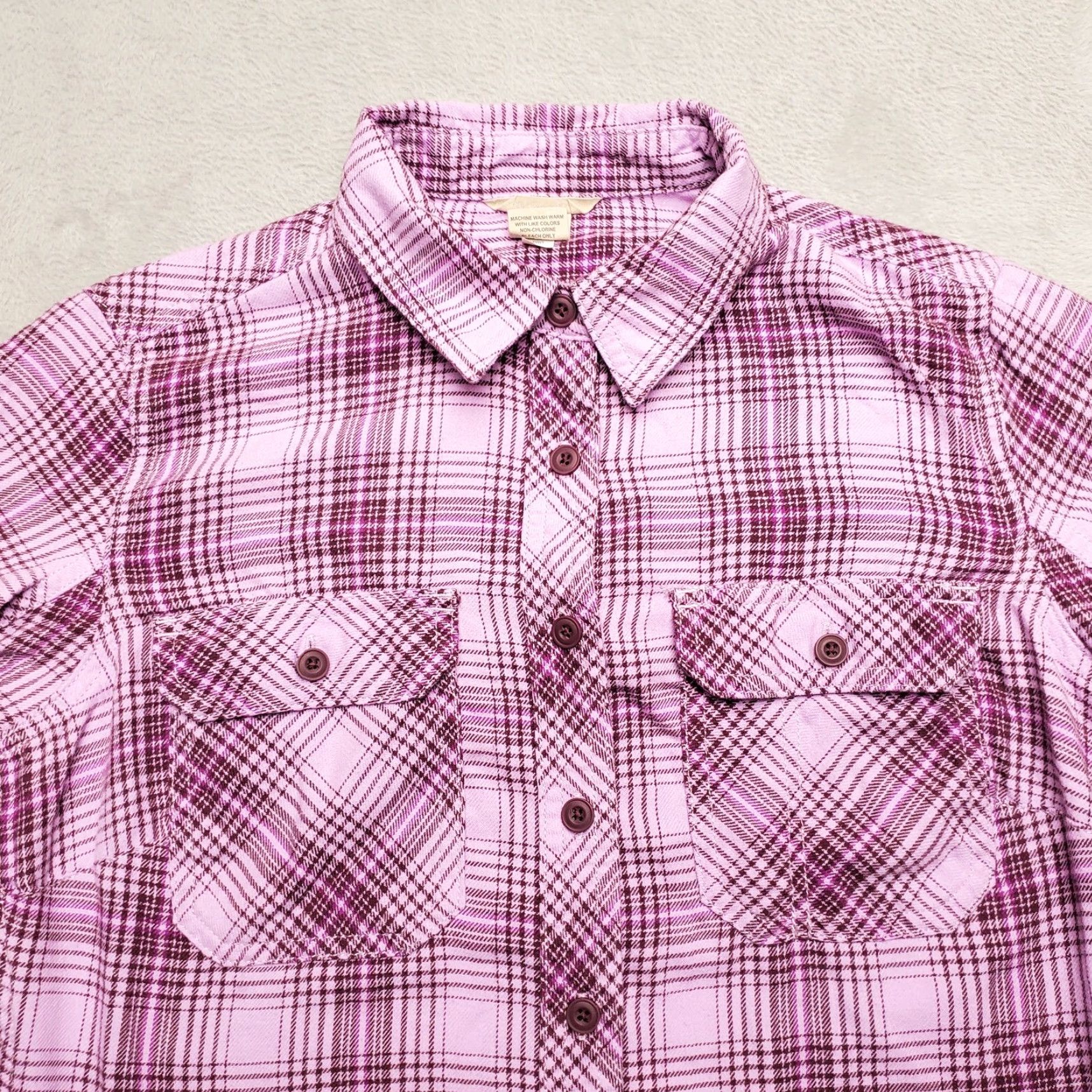 Pinko Duluth Trading Shirt Womens XS Pink Plaid Flannel Outdoors Cabin Hike Button-Up Casual Classic Cotton Blend Size XS / US 0-2 / IT 36-38 - 3 Thumbnail
