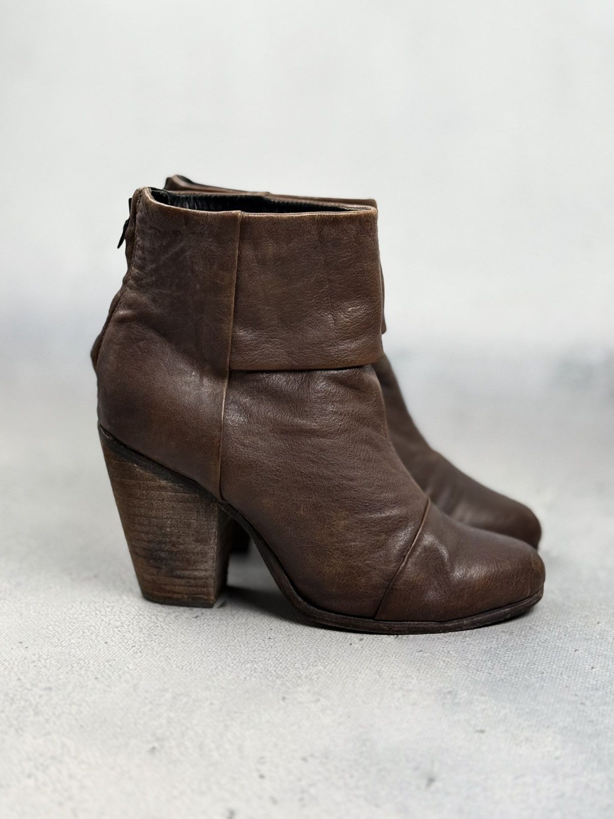 Rag & Bone Rag & Bone Leather Ankle Boots Stacked Heel Back Zip EU38 Size US 8 / IT 38 - 1 Thumbnail