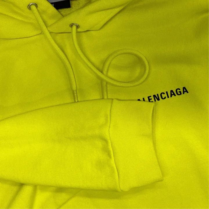 Balenciaga Balenciaga Balenciaga SS21 Logo Drawstring Hoodie in Yello Size US S / EU 44-46 / 1 - 8 Thumbnail