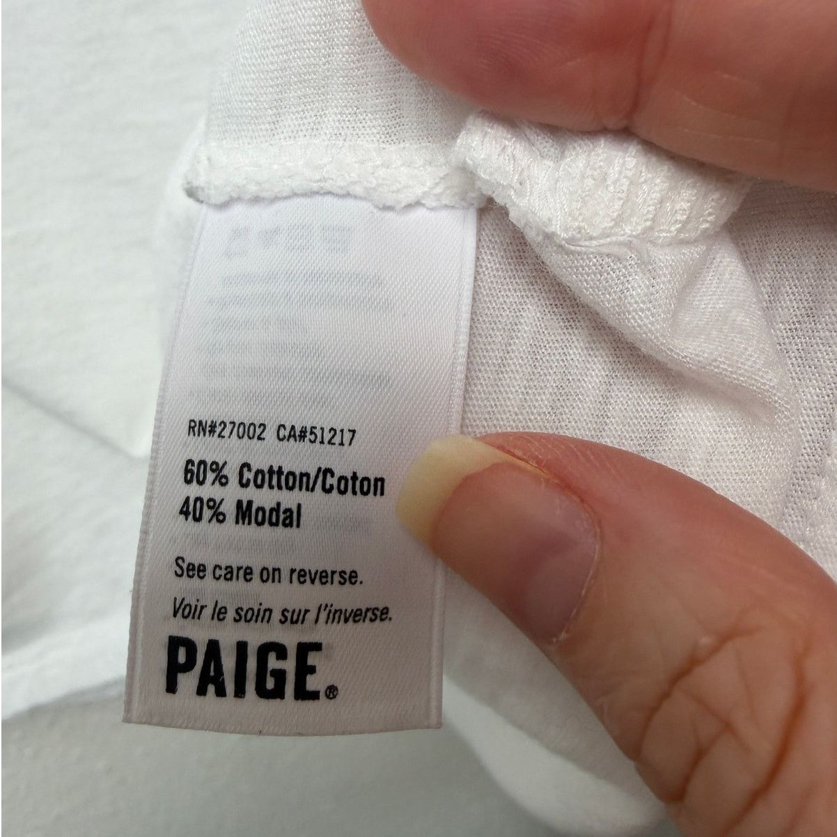 Paige PAIGE Haven White Pima Cotton Crewneck Tee Womens S Size S / US 4 / IT 40 - 5 Thumbnail
