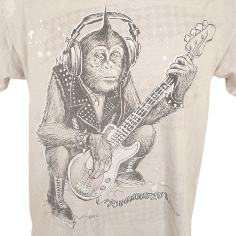 Vintage VINTAGE Punk Rock Monkey T Shirt Mens Size Small Gray Bass Player Cygnus Ape Size US S / EU 44-46 / 1 - 2 Thumbnail