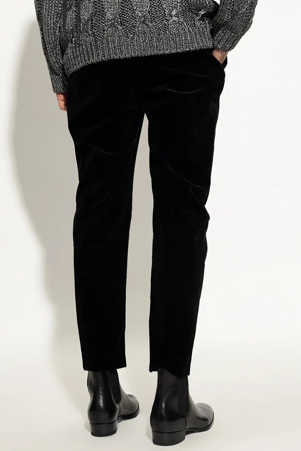 Saint Laurent Paris o1s1wg110225 713395 Carrot-Fit Pant in Cotton Velvet Black Size US 38 / EU 54 - 4 Thumbnail