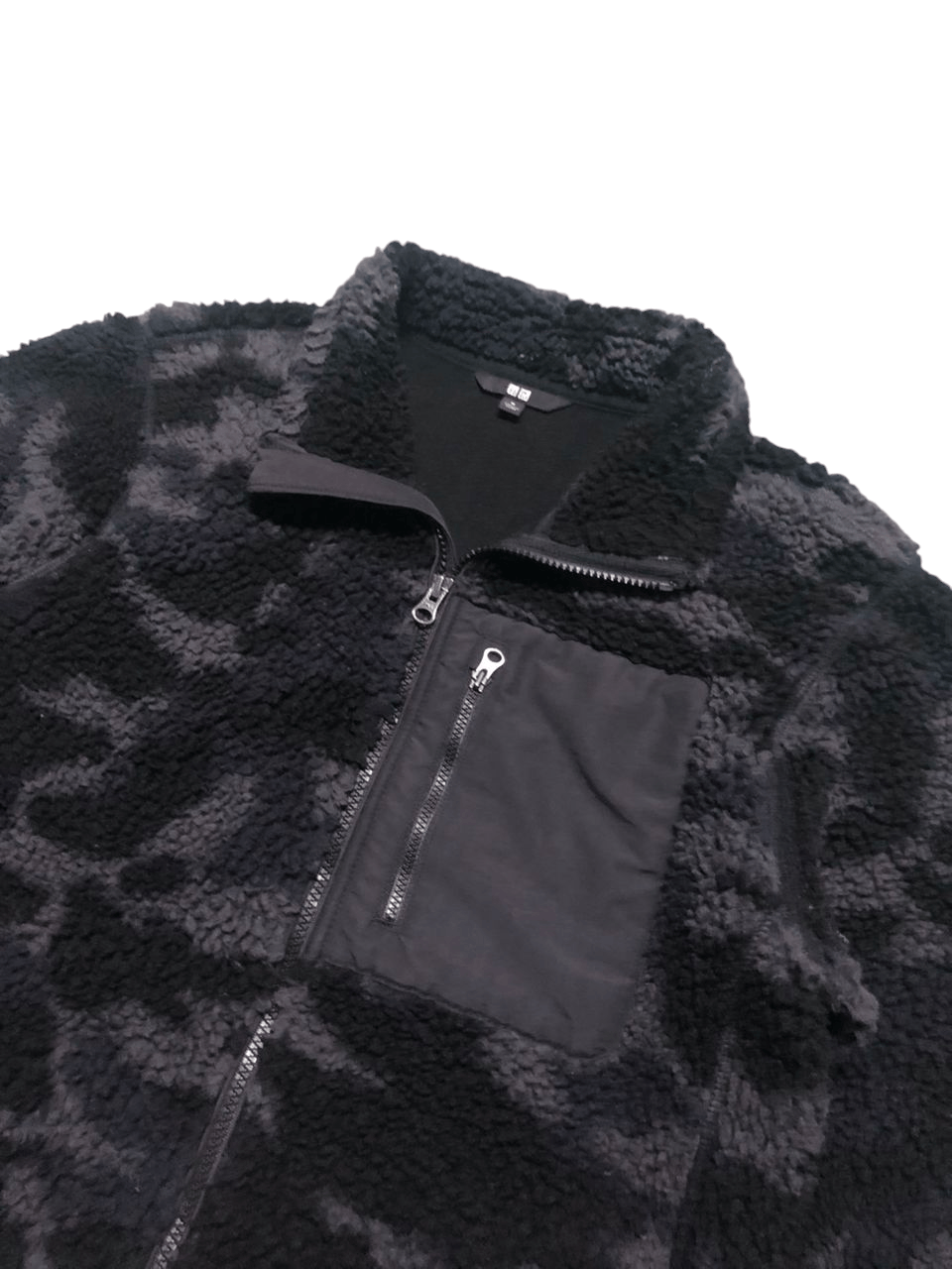 Japanese Brand × Lemaire × Uniqlo Uniqlo Deep Pile Fleece Zipper Jacket Black Camouflage Size US S / EU 44-46 / 1 - 4 Thumbnail