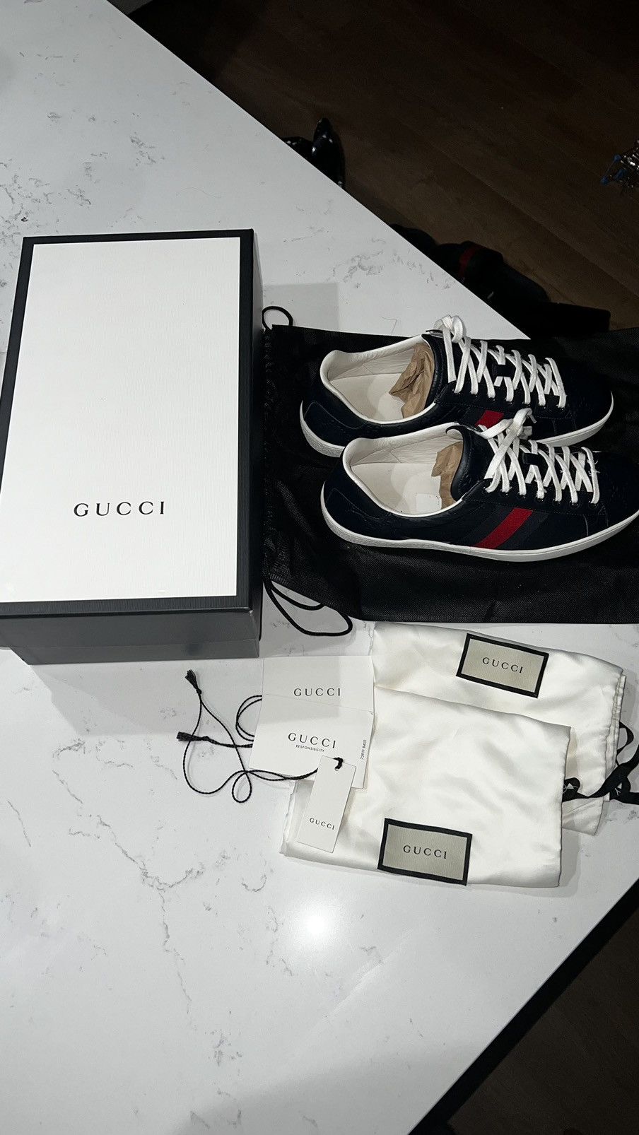 Gucci Gucci Ace Navy Monogram Size US 10.5 / EU 43-44 - 10 Thumbnail