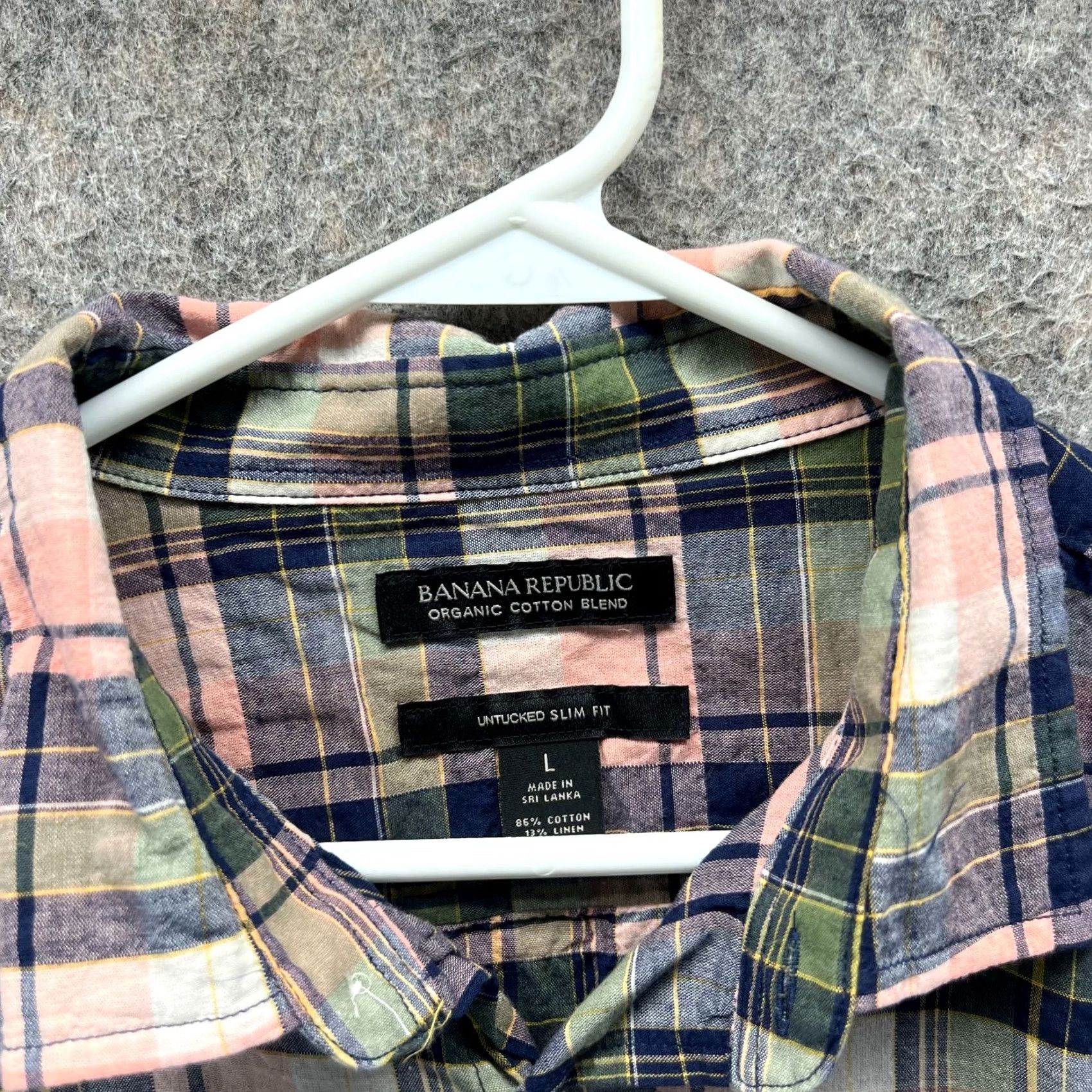 Banana Republic Banana Republic Shirt Men Large Blue Pink Plaid Button-Down Untucked Slim Cotton Shirt Size US L / EU 52-54 / 3 - 3 Thumbnail