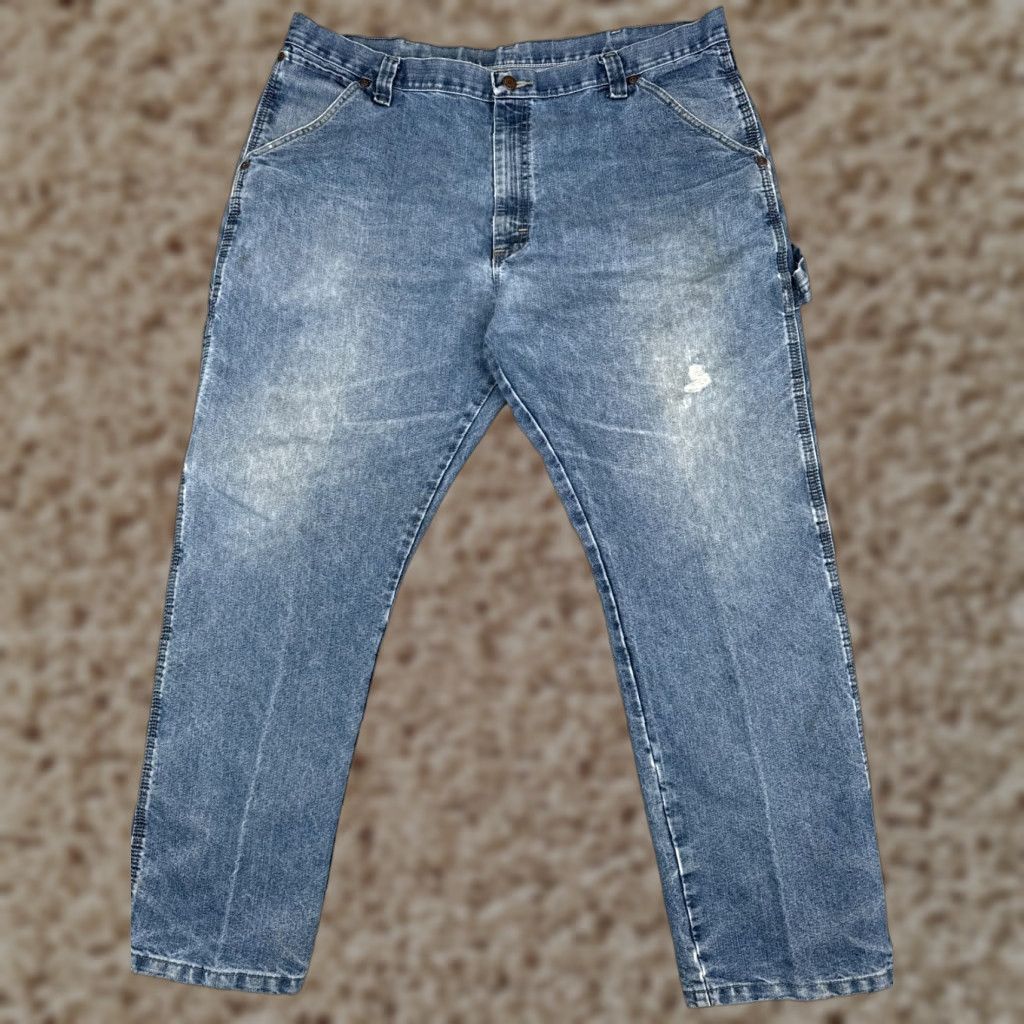 Wrangler Wrangler Jeans Mens 40x30 Blue Denim Straight Leg Carpenter Triple Stitched Work Shirt? Size US 40 / EU 56 - 1 Thumbnail