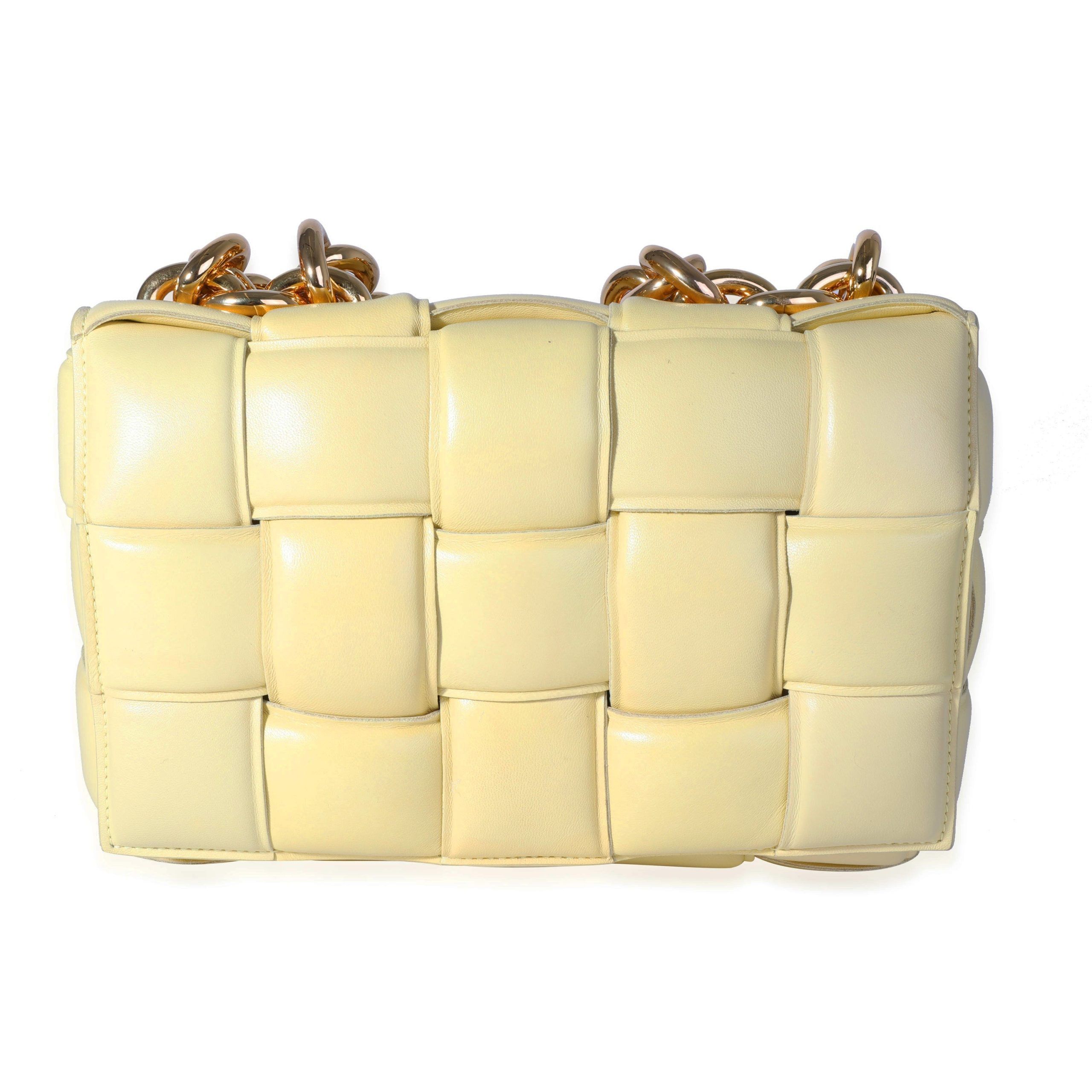image of Bottega Veneta Butter Maxi Intrecciato Leather Chain Cassette Bag in Beige, Women's