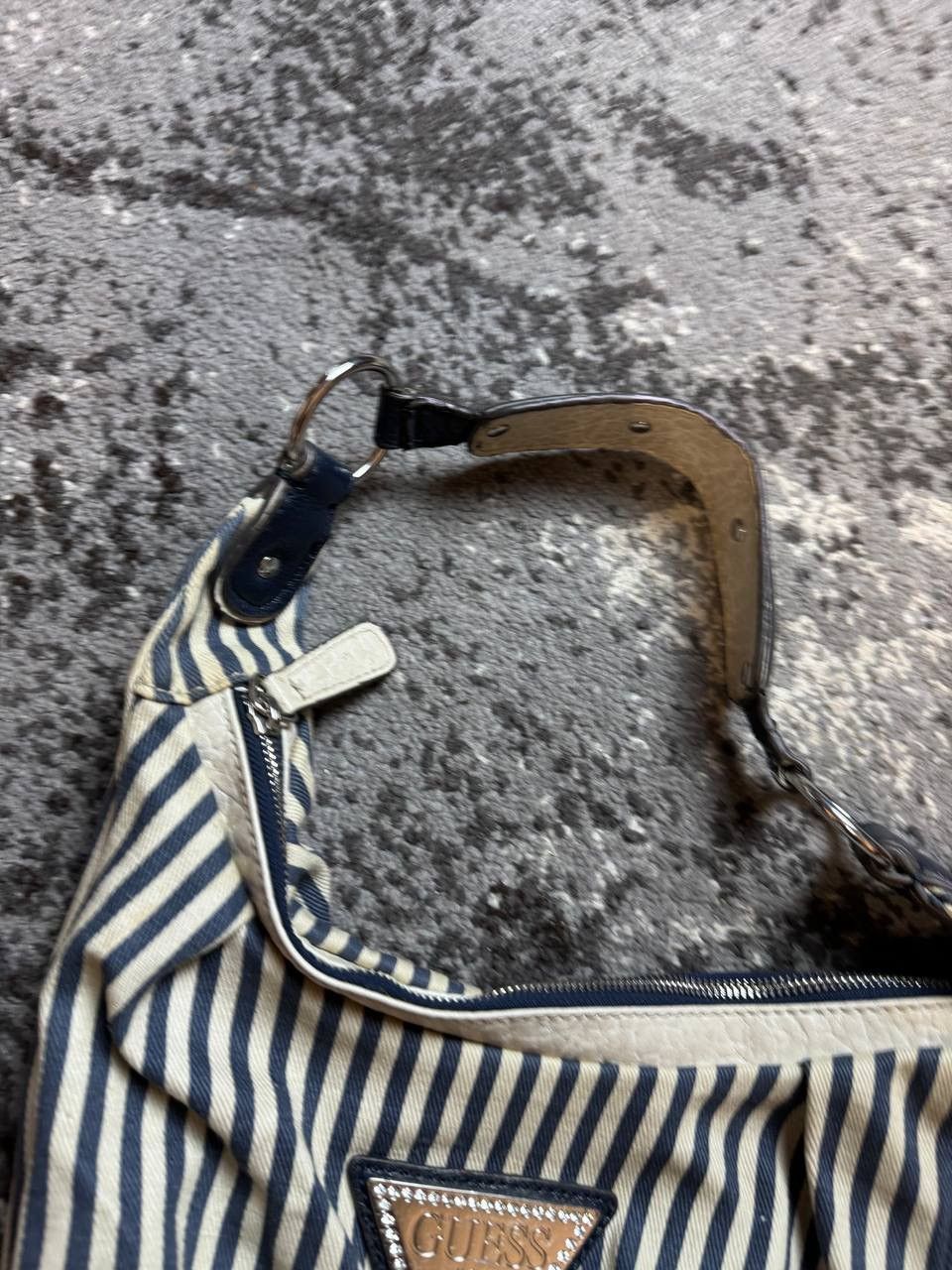 Guess × Vintage Vintage Y2K Guess Metal Logo Striped Tote Bag Japanese Style Size ONE SIZE - 4 Thumbnail