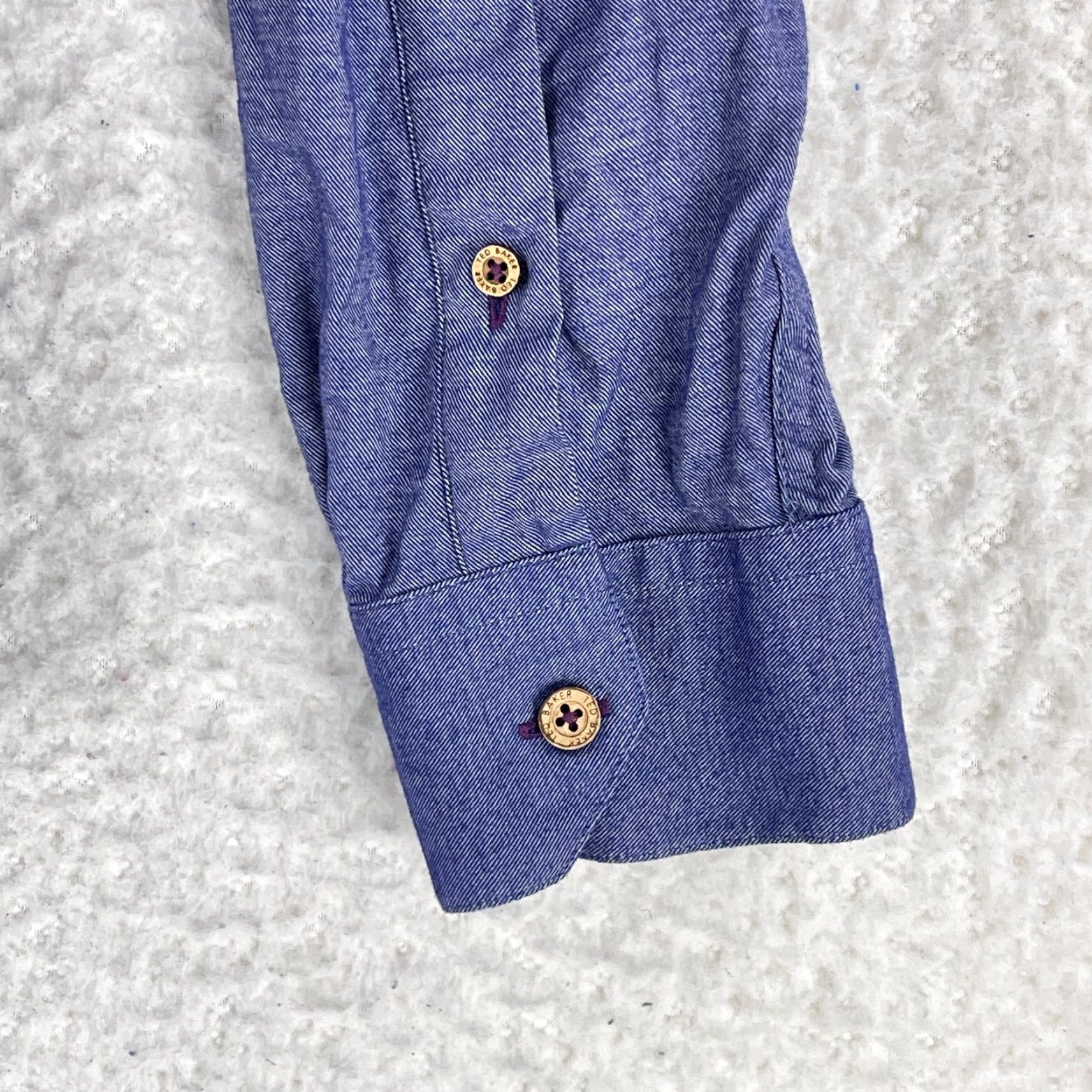 Ted Baker Ted Baker Purple Button-Down Dress Shirt Mens Large 100% Cotton Long Sleeve, Regular Fit, Classic London Style Size 42R - 6 Thumbnail