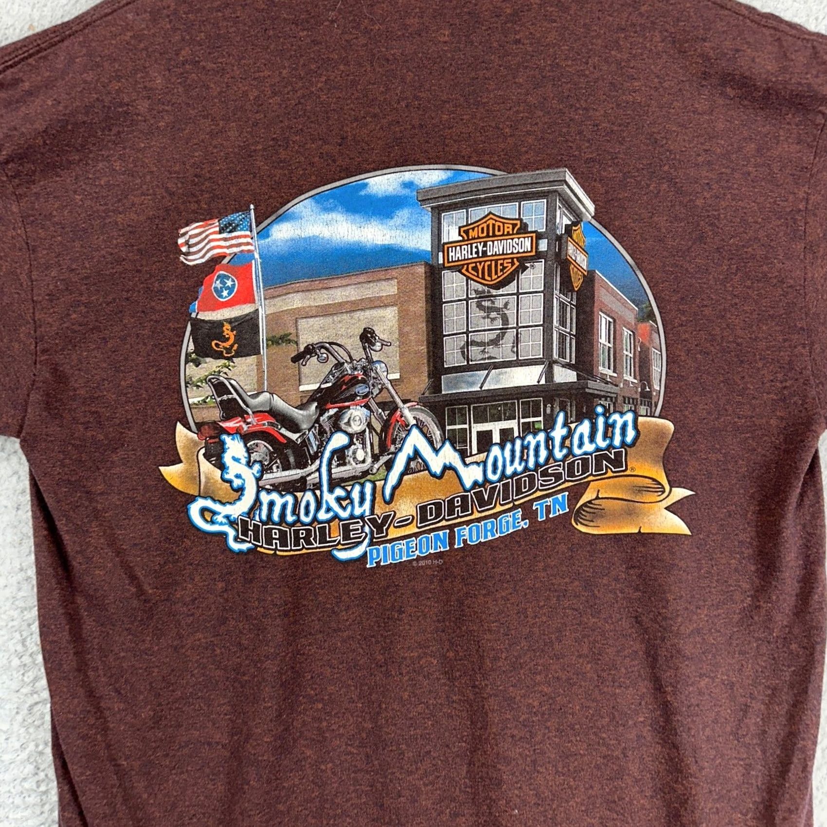 Harley Davidson Harley-Davidson Adult Mens Brown T-Shirt Large Graphic Print Smokey Mountain Tee Size US L / EU 52-54 / 3 - 6 Thumbnail
