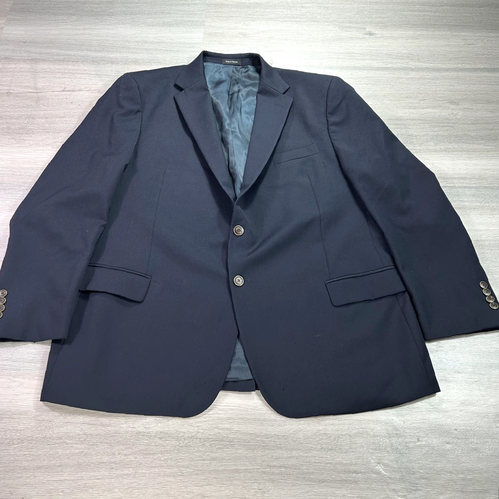 Joseph Joseph & Feiss Gold Navy Wool Executive Fit Sport Coat Blazer Mens 46R Solid Notch Lapel Two-Button Jacket Coat Size 46R - 2 Thumbnail