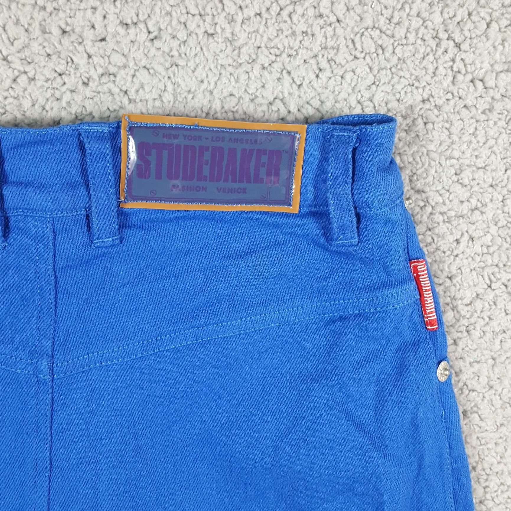 Vintage VINTAGE Studebaker Denim Skirt Mini High Waist - Size 4 - Blue 90s - Womens Size 27" / US 4 / IT 40 - 5 Thumbnail