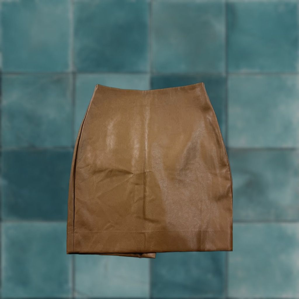 J.Crew J.Crew Skirt Womens 6P Brown Faux Leather Pencil Lined High Waist Mini Knee Length Zipper Size 28" / US 6 / IT 42 - 1 Thumbnail