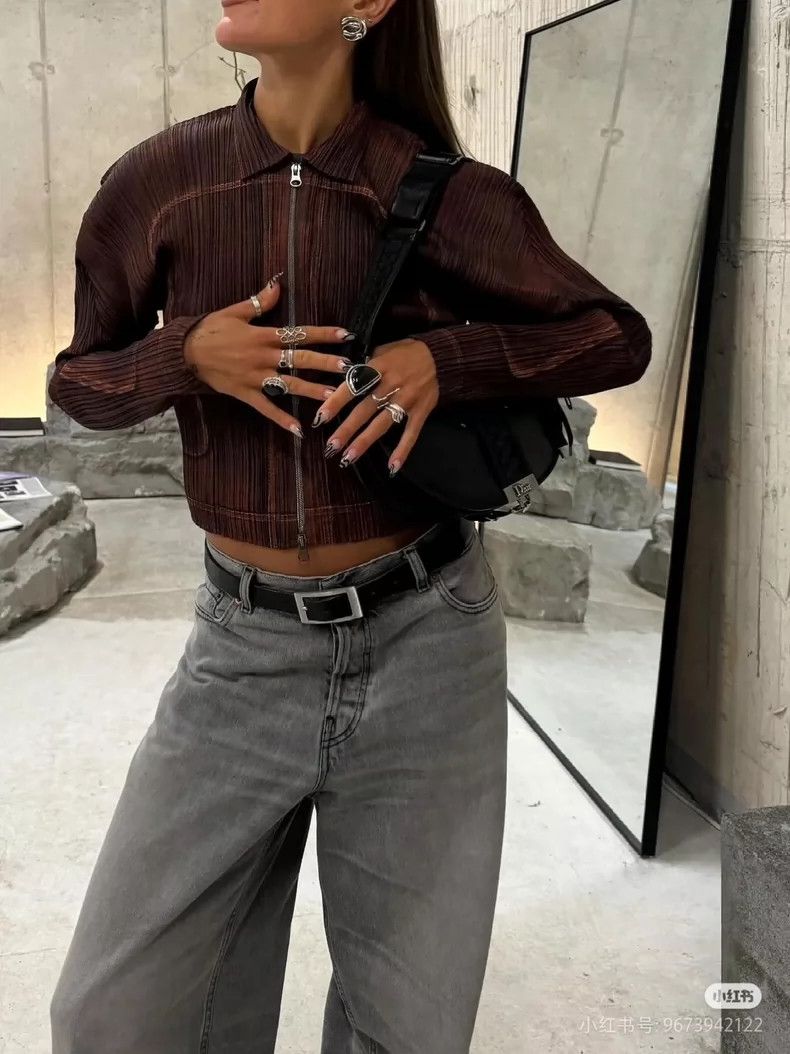 Issey Miyake Issey Miyake size:4 Brown vintage zipper right-shoulder de Size M / US 6-8 / IT 42-44 - 5 Thumbnail