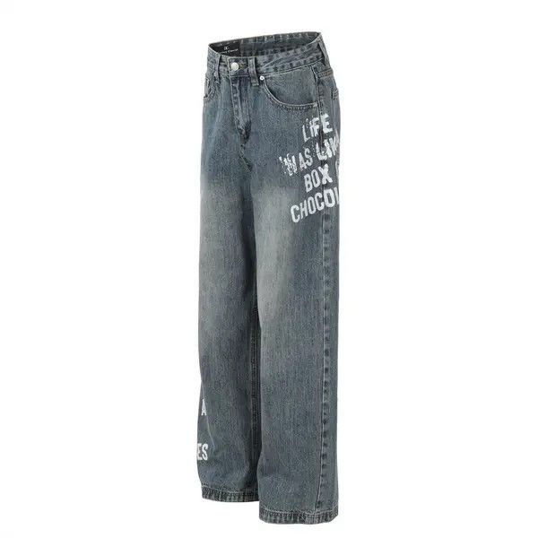 VIBE American street hip-hop trend loose letter print jeans Size US 32 / EU 48 - 2 Thumbnail
