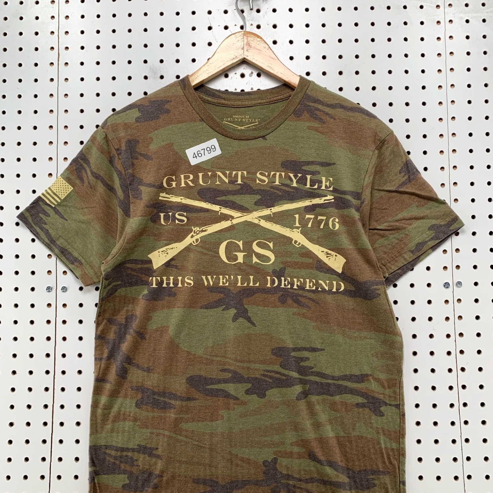 Vintage Grunt Style Camouflage T Shirt Mens M Camouflage Army USA Defend Military Shirt Men Beige T-Shirt Army 90s? Size US M / EU 48-50 / 2 - 4 Thumbnail