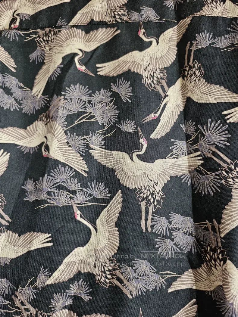 Amiri Amiri Size M Crane printed silk short-sleeved shirt Size US M / EU 48-50 / 2 - 2 Thumbnail