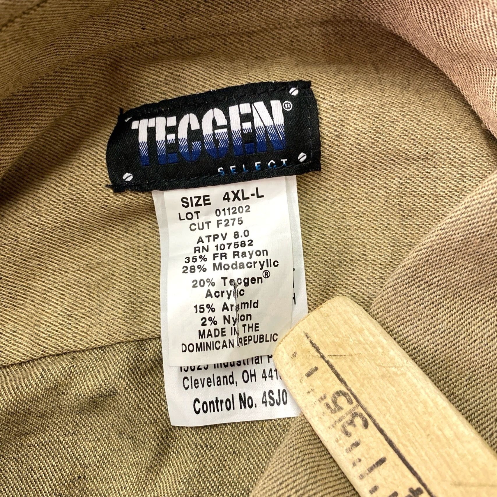 Vintage Tecgen FR Shirt Button Down Long Sleeve Tan Flame Resistant Men's 4XL-Long Size US XXL / EU 58 / 5 - 2 Thumbnail