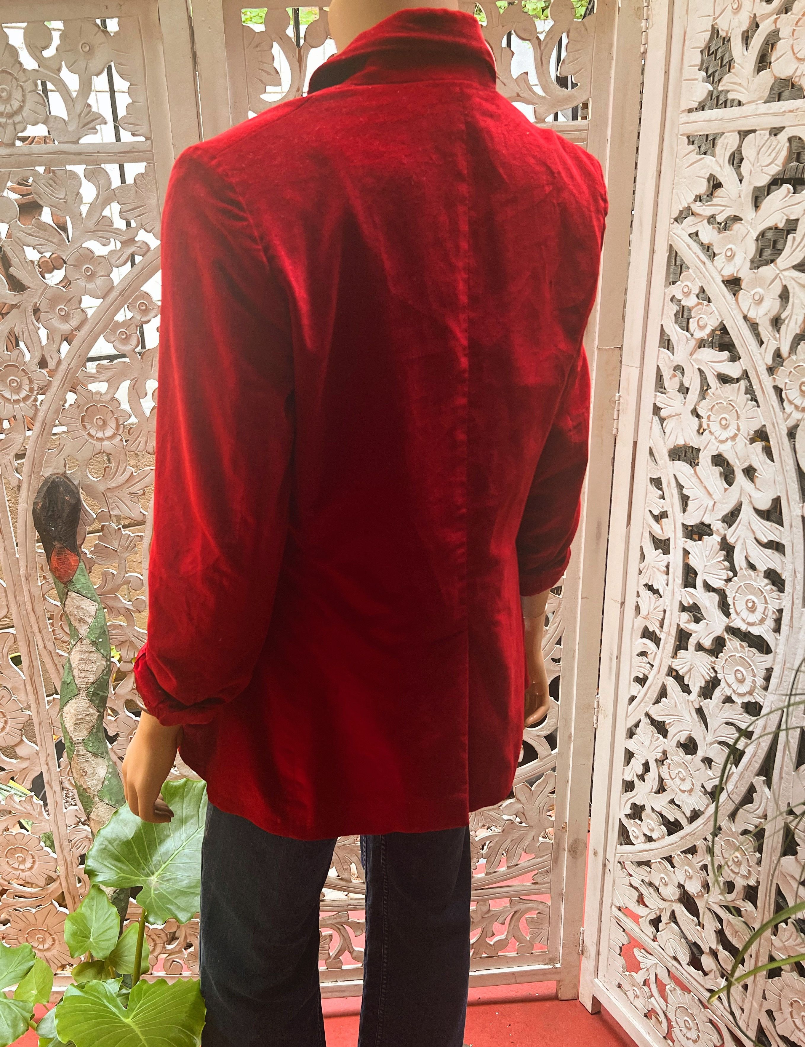 Vintage Vintage 1970s burgundy velvet blazer Size L / US 10 / IT 46 - 7 Thumbnail
