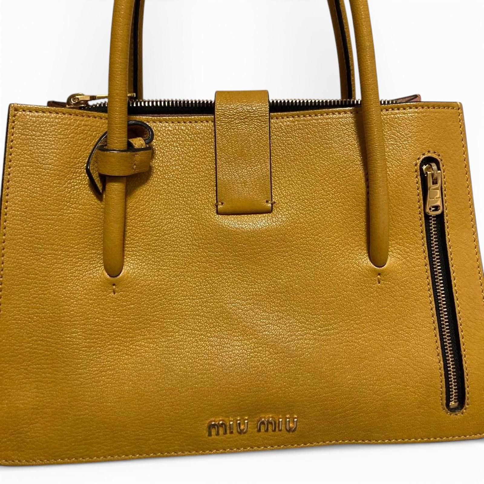 Miu Miu Miu Miu - Mustard Yellow Leather Handbag Size ONE SIZE - 4 Thumbnail