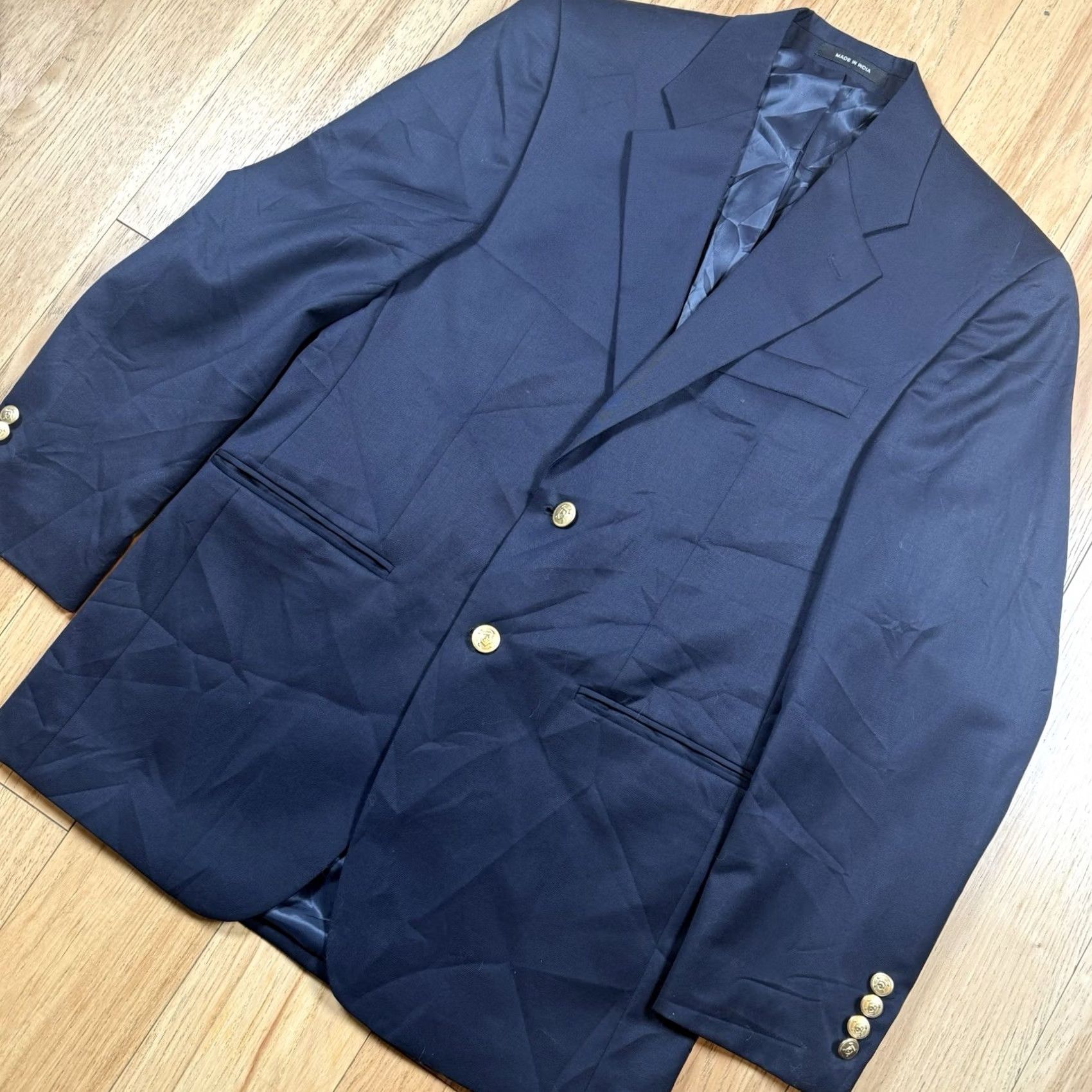 Ralph Lauren Lauren Ralph Lauren Blazer Wool 44R Mens Navy Blue Gold Button Sports Coat Black Paisley Pattern Size 44R - 7 Thumbnail
