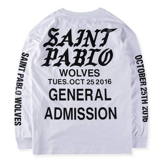 Image of Band Tees x Kanye West Saint Pablo Wolves Tour 2016 Long Sleeve in White, Men's (Size 2XL)