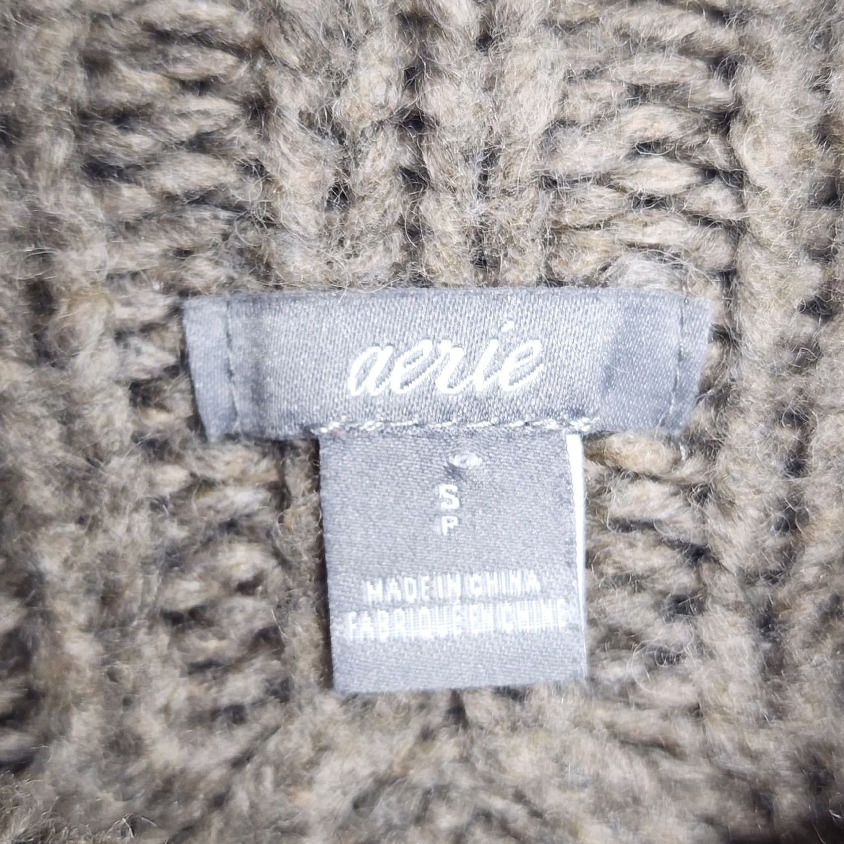 Vintage Aerie Sweater Womens Small Tan Cable Knit Wool Blend Mock Neck Fisherman Cropped Size S / US 4 / IT 40 - 5 Thumbnail