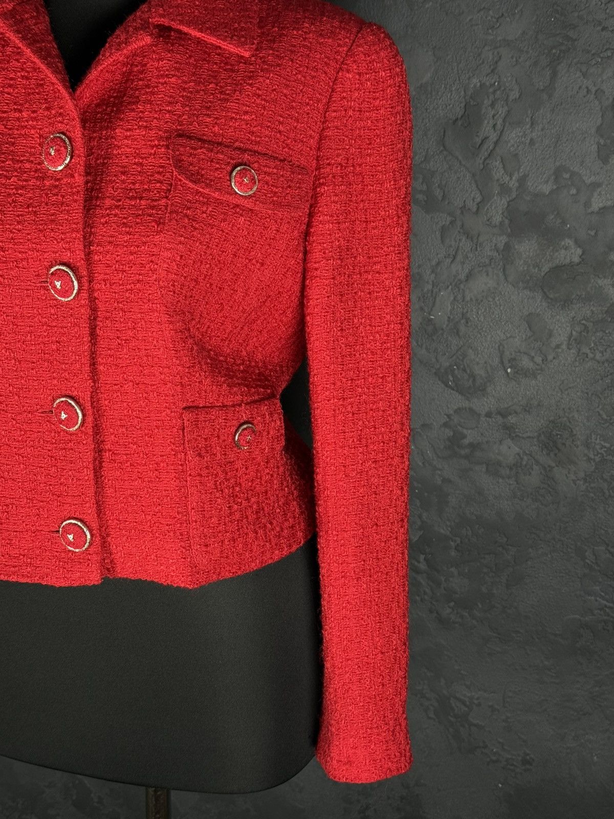 Vintage Archive!! VERSACE Classic V2 80s Red Skirt Jacket Suit Wool Size M / US 6-8 / IT 42-44 - 10 Thumbnail