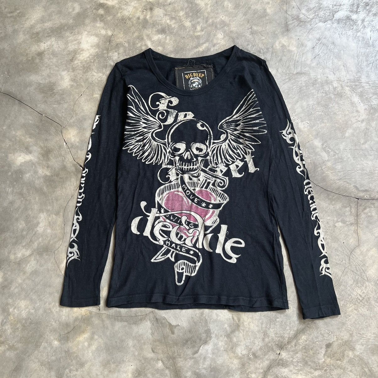 If Six Was Nine 2000s Dig Deep Vkei Style Skull Longsleeve Shirt Size L / US 10 / IT 46 - 2 Thumbnail