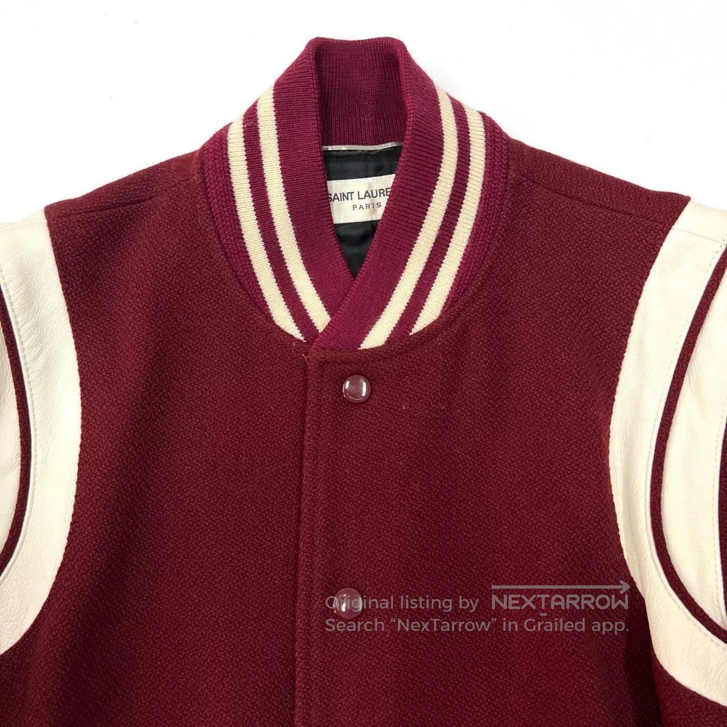 Saint Laurent Paris SAINT LAURENT Burgundy Varsity Wool Jacket. Size US S / EU 44-46 / 1 - 3 Thumbnail